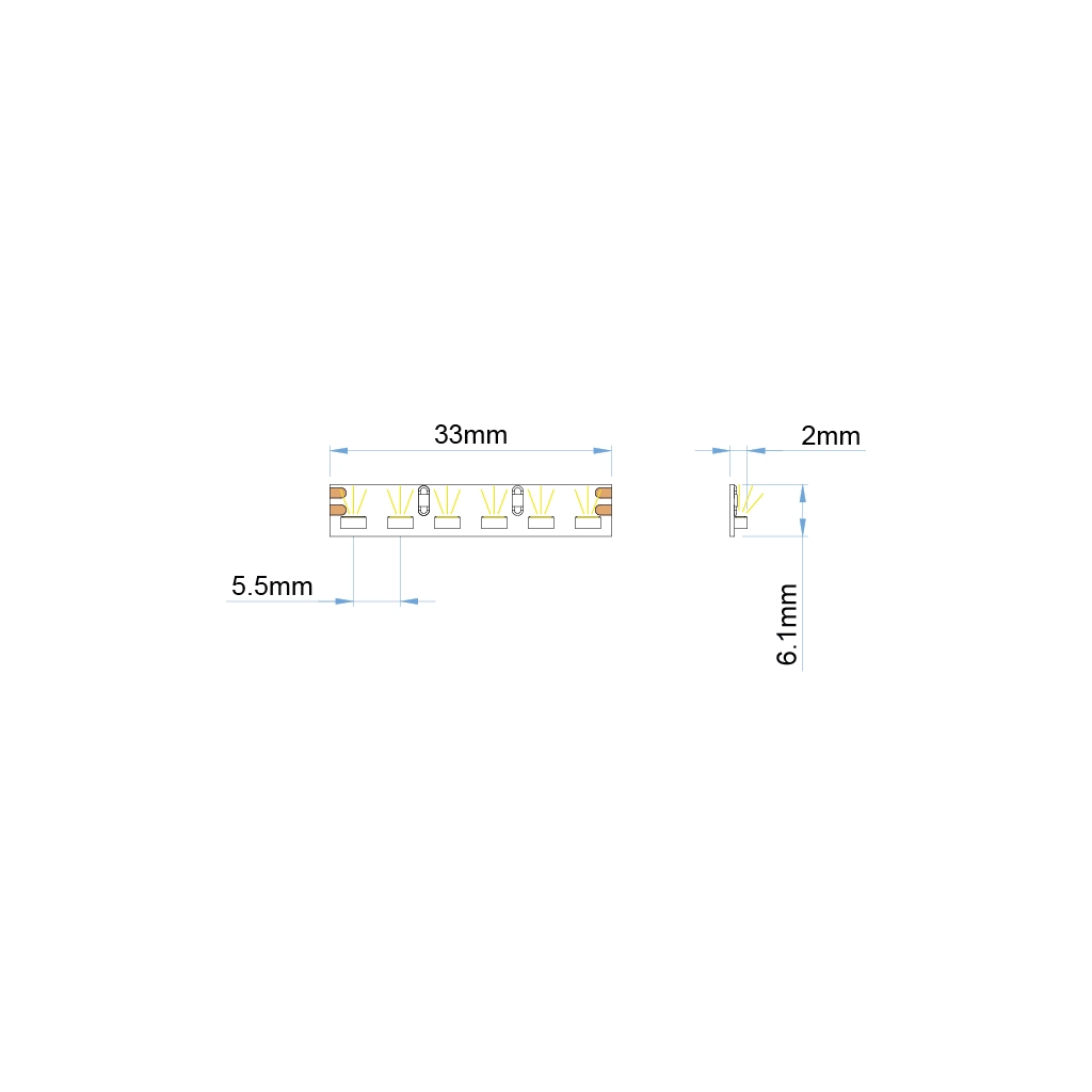 st62 24 strip led ip20 side view ul listed 24v 1 
